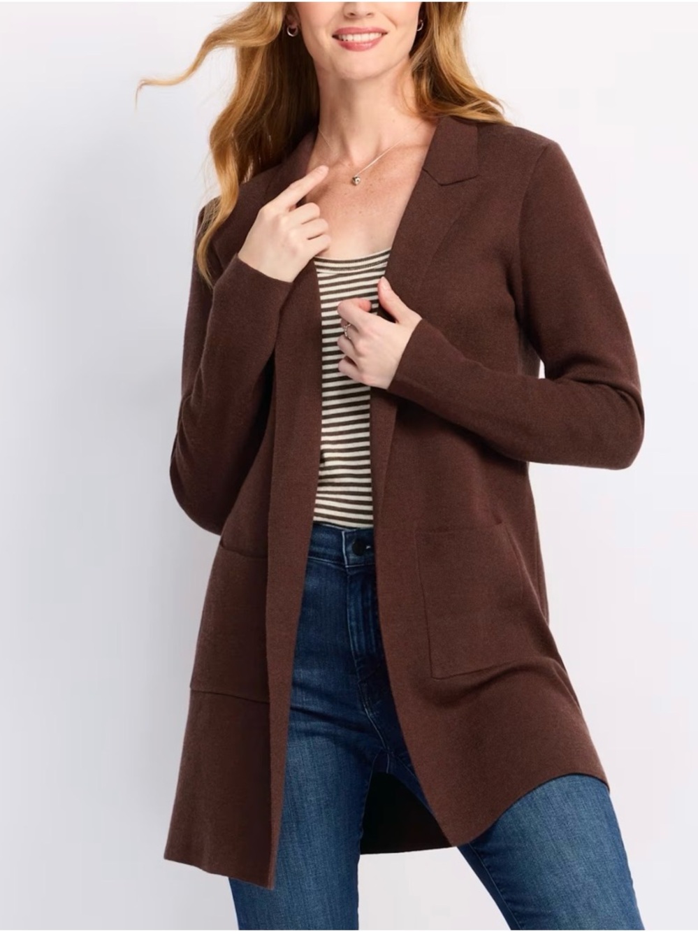 CLOTH by Design, NWT/Brown Open-Front Longline Cardigan Jacket/ Size M